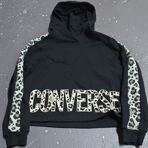 Converse Kids Black Hoodie with Leopard Accents